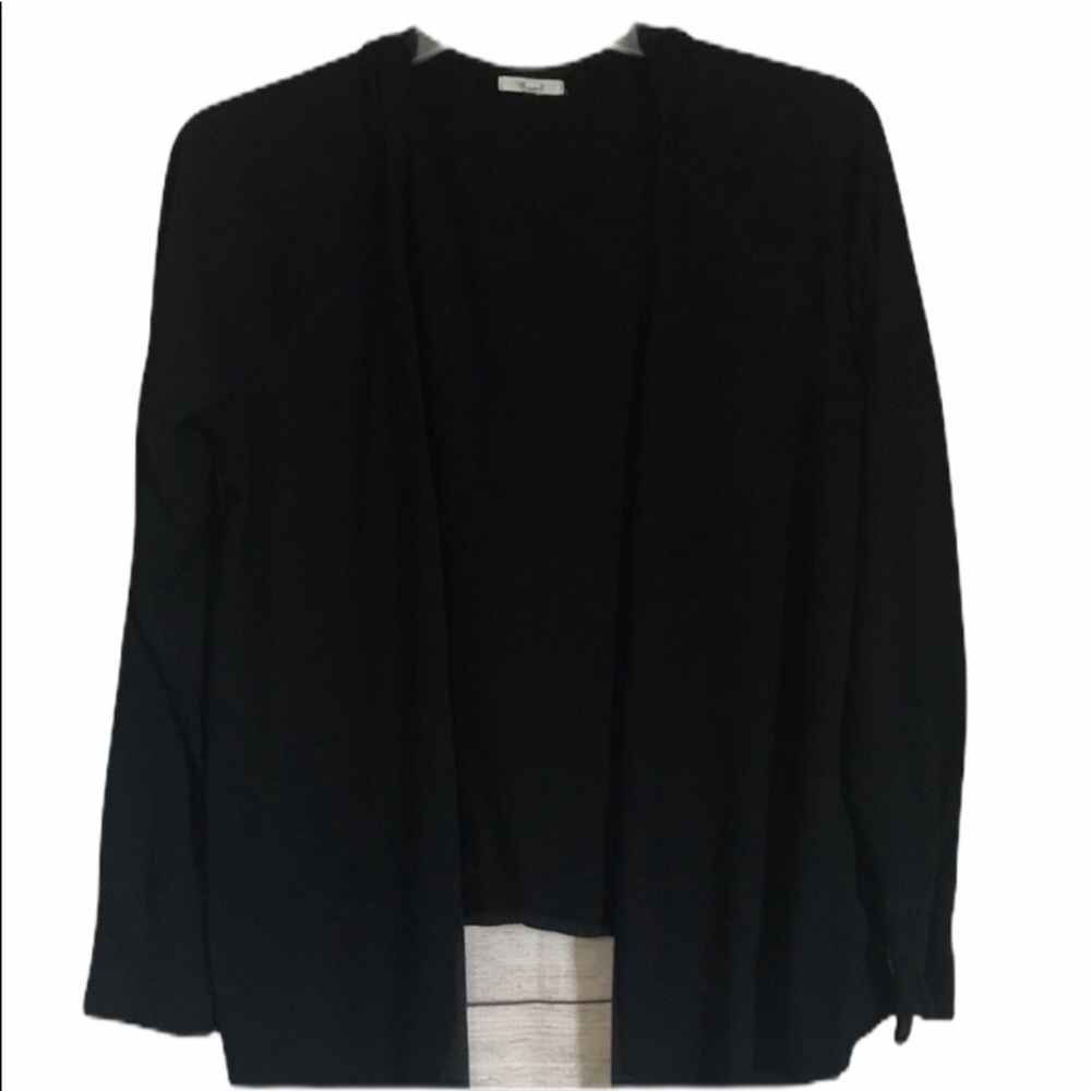 Open Front Black Hooded Cardigan